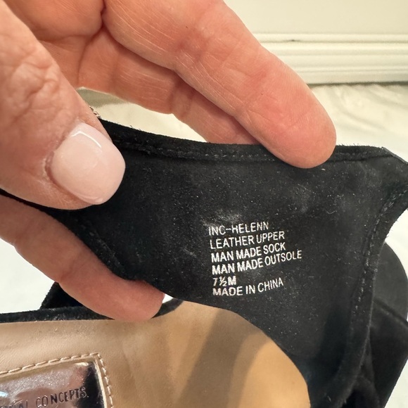 INC International Concepts Black Suede Sandals with zip closure - Picture 2 of 6